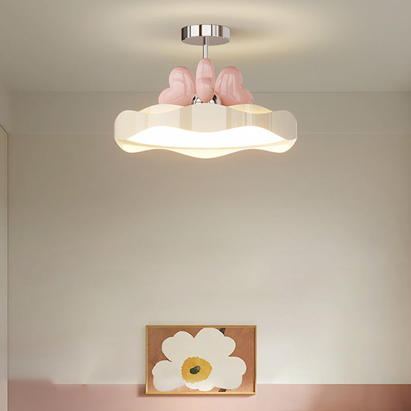 Lumendat Contemporary Nordic Kids Round Heart Iron Acrylic PU LED Semi-Flush Mount Ceiling Light For Bedroom Lumendat