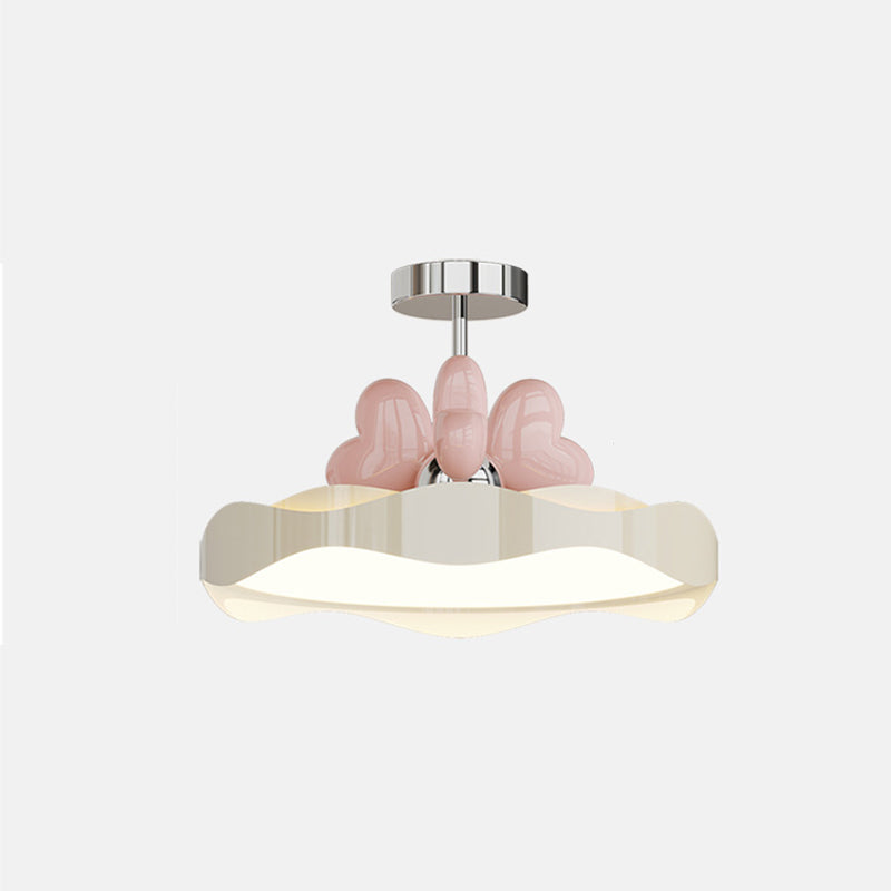 Lumendat Contemporary Nordic Kids Round Heart Iron Acrylic PU LED Semi-Flush Mount Ceiling Light For Bedroom Lumendat