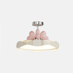Lumendat Contemporary Nordic Kids Round Heart Iron Acrylic PU LED Semi-Flush Mount Ceiling Light For Bedroom Lumendat