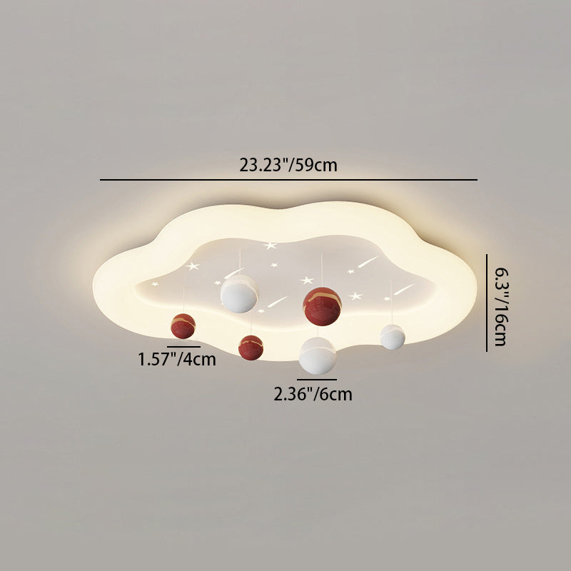 Lumendat Contemporary Nordic Kids Cloud Round Ball Falling Star Iron PE Flush Mount Ceiling Light For Bedroom Lumendat