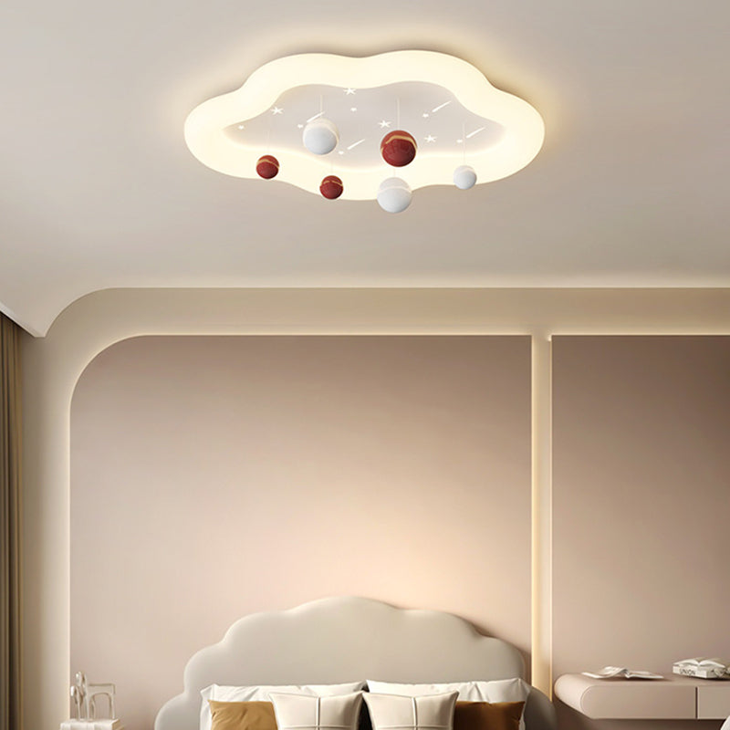 Lumendat Contemporary Nordic Kids Cloud Round Ball Falling Star Iron PE Flush Mount Ceiling Light For Bedroom Lumendat