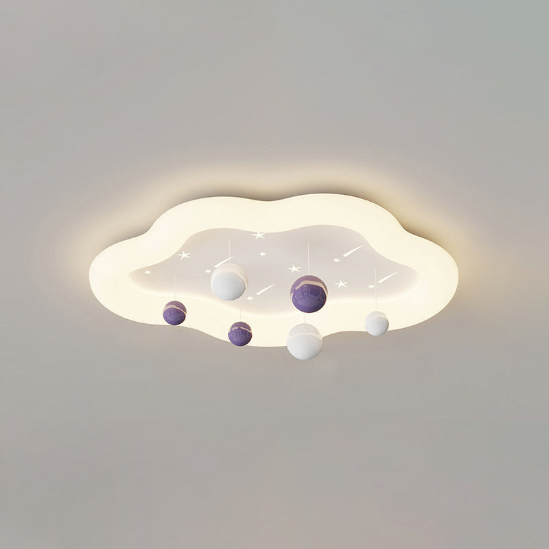 Lumendat Contemporary Nordic Kids Cloud Round Ball Falling Star Iron PE Flush Mount Ceiling Light For Bedroom Lumendat