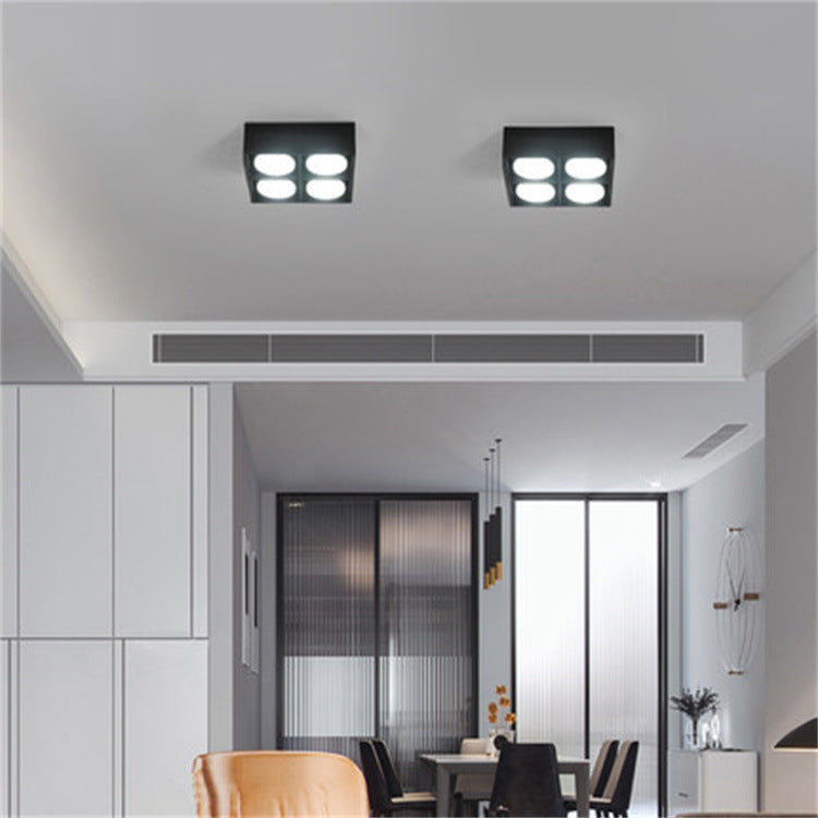 Modern Minimalist Iron Square Downlight Flush Mount Ceiling Light for Living Room