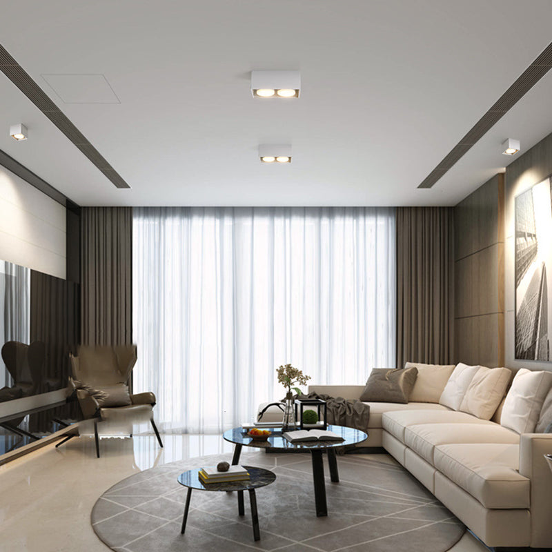Modern Minimalist Iron Square Downlight Flush Mount Ceiling Light for Living Room