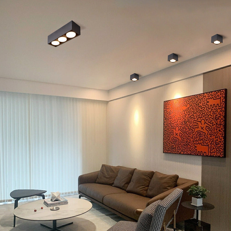 Modern Minimalist Iron Square Downlight Flush Mount Ceiling Light for Living Room