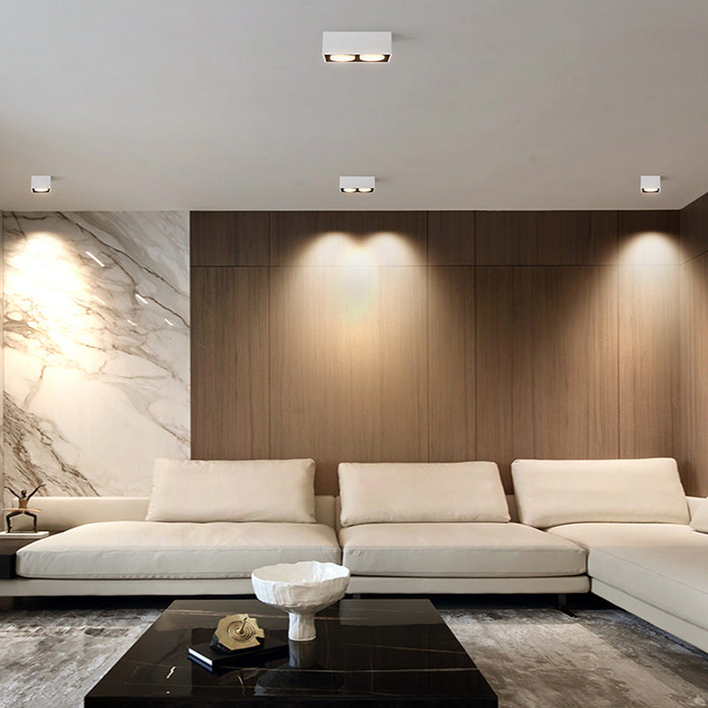 Modern Minimalist Iron Square Downlight Flush Mount Ceiling Light for Living Room