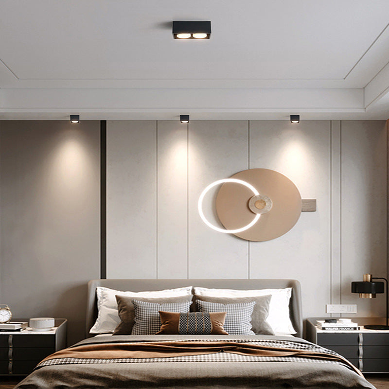 Modern Minimalist Iron Square Downlight Flush Mount Ceiling Light for Living Room