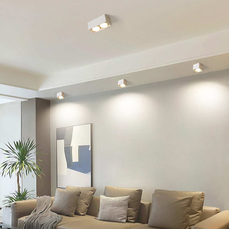 Modern Minimalist Iron Square Downlight Flush Mount Ceiling Light for Living Room