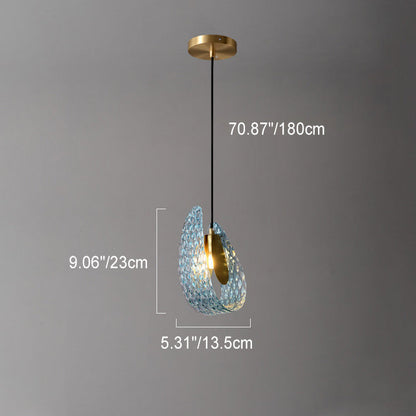 Modern Luxury Copper Glass Flake Petal 1/2 Light Pendant Light for Dining Room