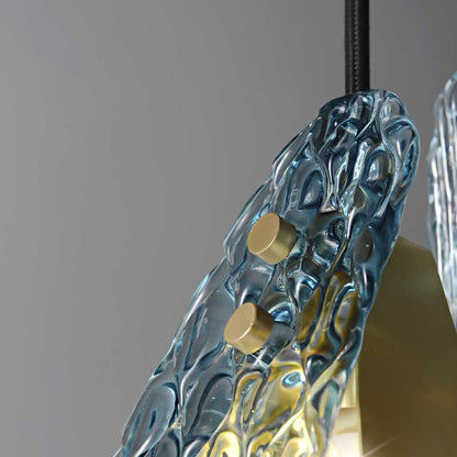 Modern Luxury Copper Glass Flake Petal 1/2 Light Pendant Light for Dining Room
