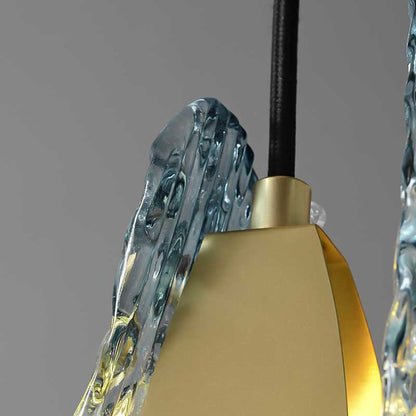 Modern Luxury Copper Glass Flake Petal 1/2 Light Pendant Light for Dining Room