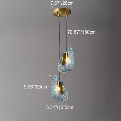 Modern Luxury Copper Glass Flake Petal 1/2 Light Pendant Light for Dining Room