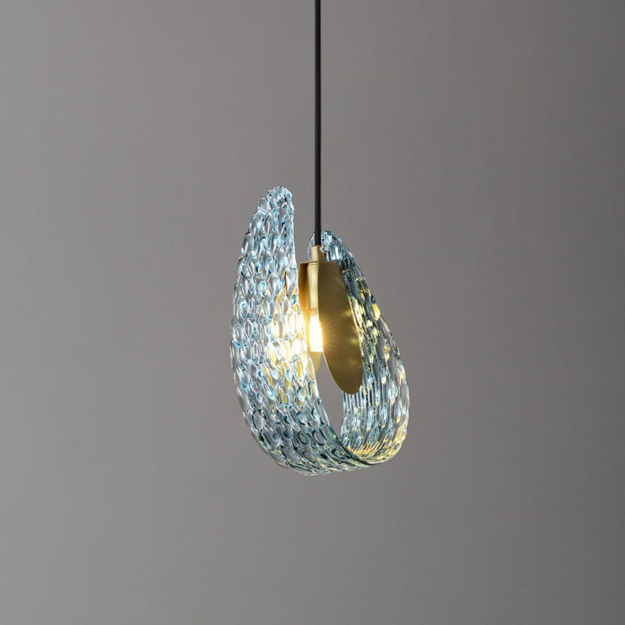 Modern Luxury Copper Glass Flake Petal 1/2 Light Pendant Light for Dining Room
