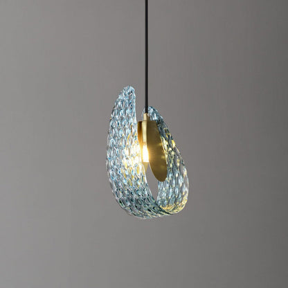 Modern Luxury Copper Glass Flake Petal 1/2 Light Pendant Light for Dining Room