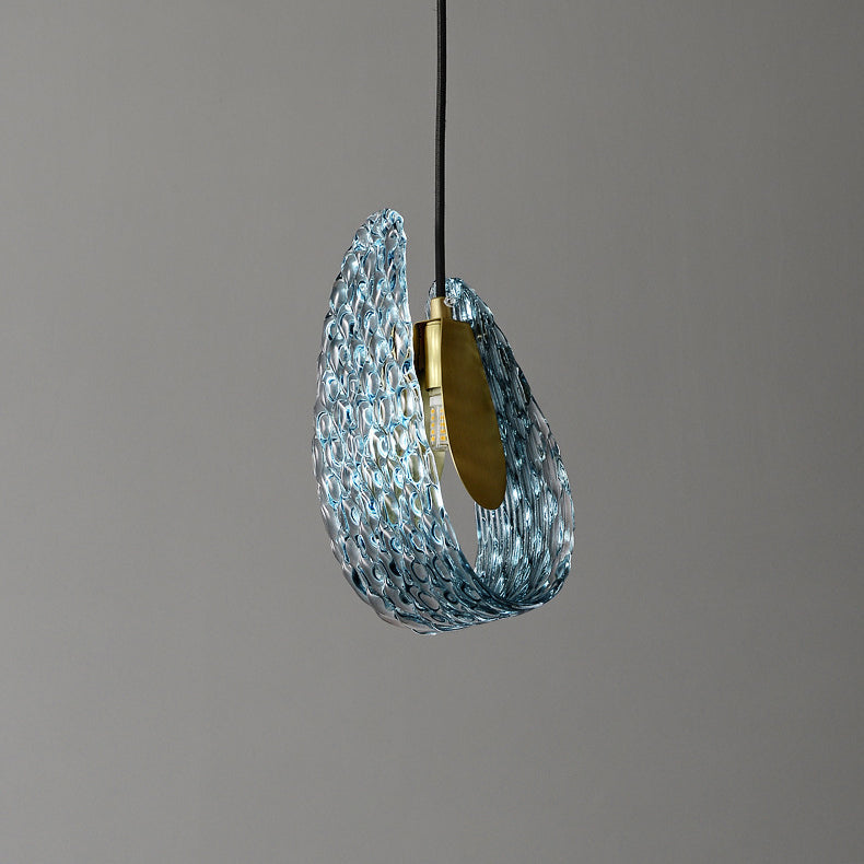 Modern Luxury Copper Glass Flake Petal 1/2 Light Pendant Light for Dining Room