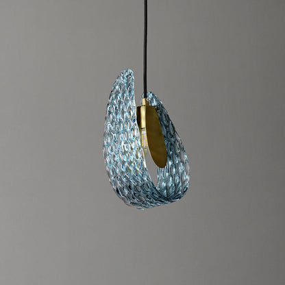 Modern Luxury Copper Glass Flake Petal 1/2 Light Pendant Light for Dining Room