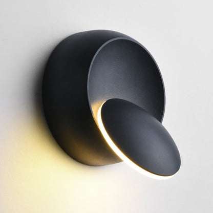 Contemporary Nordic Iron Round Eclipse Rotatable LED Wall Sconce Lamp For Bedside