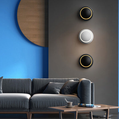 Contemporary Nordic Iron Round Eclipse Rotatable LED Wall Sconce Lamp For Bedside
