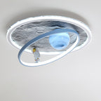 Lumendat Contemporary Scandinavian Kids Iron Aluminum Resin Acrylic Round Moon Astronaut LED Flush Mount Ceiling Light For Bedroom Lumendat
