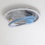 Lumendat Contemporary Scandinavian Kids Iron Aluminum Resin Acrylic Round Moon Astronaut LED Flush Mount Ceiling Light For Bedroom Lumendat