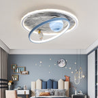 Lumendat Contemporary Scandinavian Kids Iron Aluminum Resin Acrylic Round Moon Astronaut LED Flush Mount Ceiling Light For Bedroom Lumendat