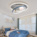 Lumendat Contemporary Scandinavian Kids Iron Aluminum Resin Acrylic Round Moon Astronaut LED Flush Mount Ceiling Light For Bedroom Lumendat