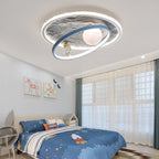 Lumendat Contemporary Scandinavian Kids Iron Aluminum Resin Acrylic Round Moon Astronaut LED Flush Mount Ceiling Light For Bedroom Lumendat