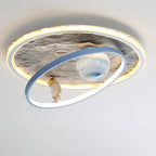 Lumendat Contemporary Scandinavian Kids Iron Aluminum Resin Acrylic Round Moon Astronaut LED Flush Mount Ceiling Light For Bedroom Lumendat