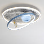 Lumendat Contemporary Scandinavian Kids Iron Aluminum Resin Acrylic Round Moon Astronaut LED Flush Mount Ceiling Light For Bedroom Lumendat