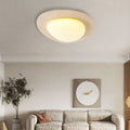 Contemporary Nordic Travertine Plastic Cobblestone Elliptical LED Flush Mount Ceiling Light for Living Room