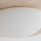 Contemporary Nordic Travertine Plastic Cobblestone Elliptical LED Flush Mount Ceiling Light for Living Room