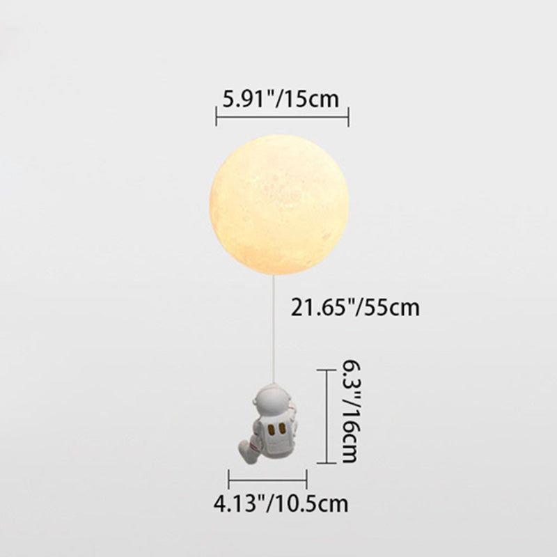 Lumendat Contemporary Nordic Kids Resin Glass Ball Astronaut Lunar Planet 1-Light Wall Sconce Lamp For Bedside Lumendat