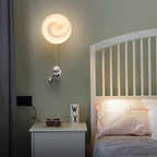 Lumendat Contemporary Nordic Kids Resin Glass Ball Astronaut Lunar Planet 1-Light Wall Sconce Lamp For Bedside Lumendat
