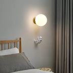 Lumendat Contemporary Nordic Kids Resin Glass Ball Astronaut Lunar Planet 1-Light Wall Sconce Lamp For Bedside Lumendat