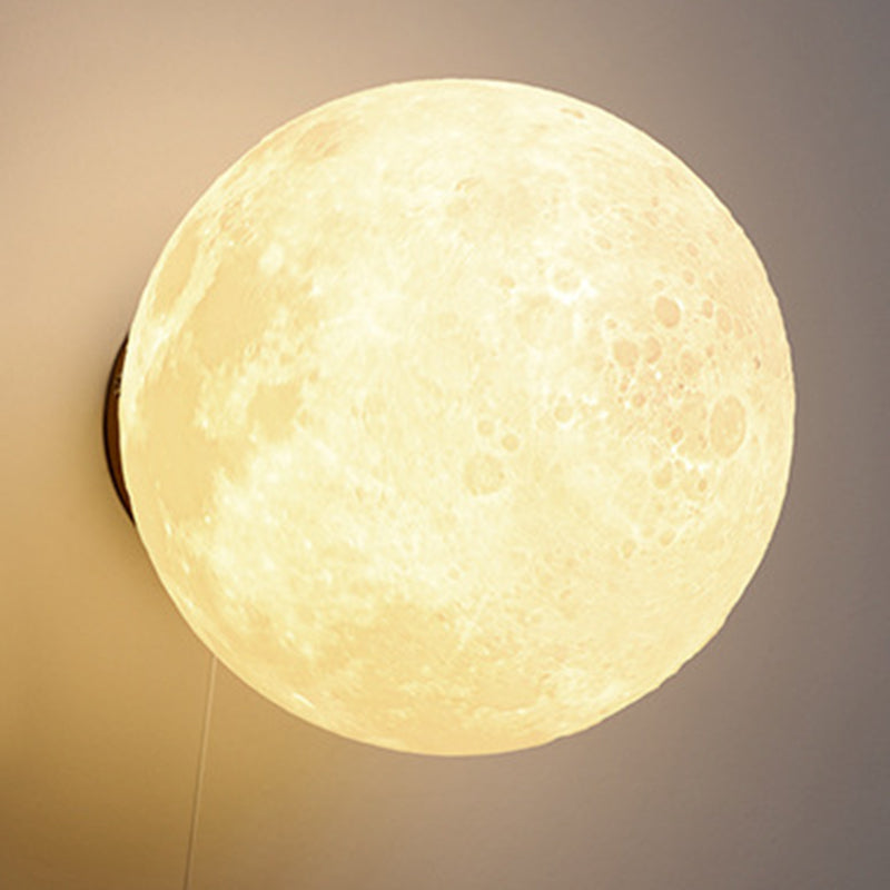 Lumendat Contemporary Nordic Kids Resin Glass Ball Astronaut Lunar Planet 1-Light Wall Sconce Lamp For Bedside Lumendat