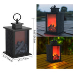 Contemporary Retro ABS Simulated Flame Fireplace Round Battery Rectangular LED Table Lamp For Living Room Lumendat