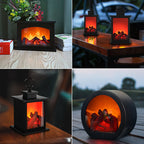 Contemporary Retro ABS Simulated Flame Fireplace Round Battery Rectangular LED Table Lamp For Living Room Lumendat
