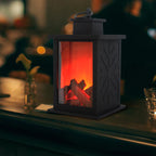 Contemporary Retro ABS Simulated Flame Fireplace Round Battery Rectangular LED Table Lamp For Living Room Lumendat
