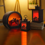 Contemporary Retro ABS Simulated Flame Fireplace Round Battery Rectangular LED Table Lamp For Living Room Lumendat