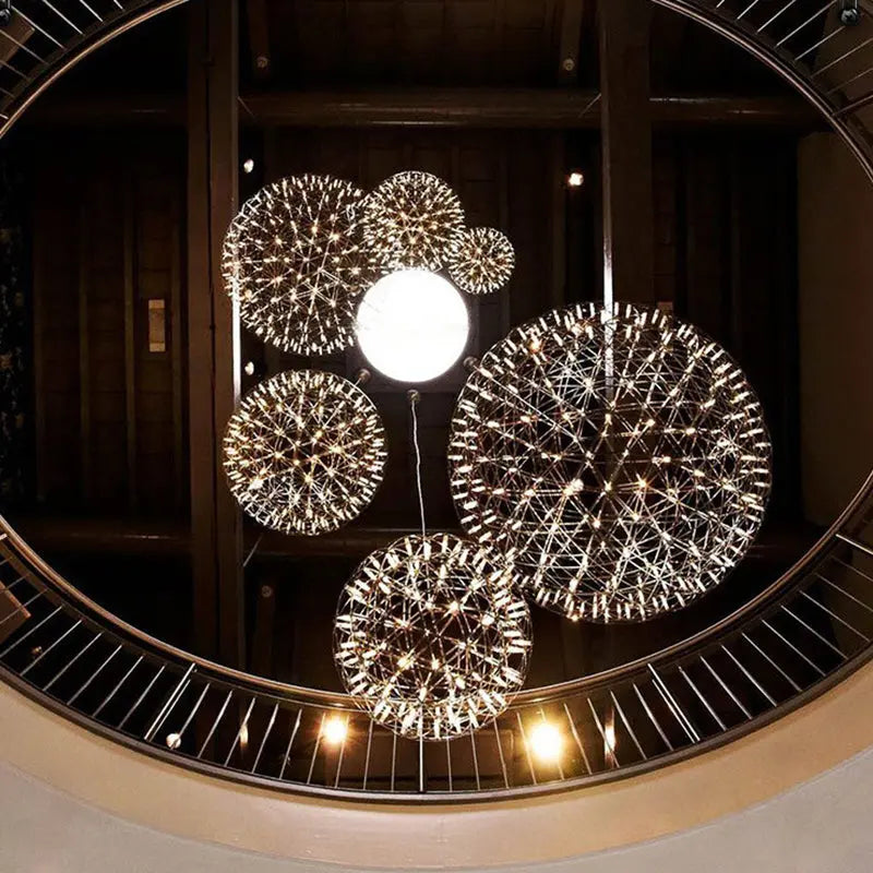 Contemporary Nordic Ball Dandelion Stainless Steel LED Pendant Light for Dining Room Lumendat