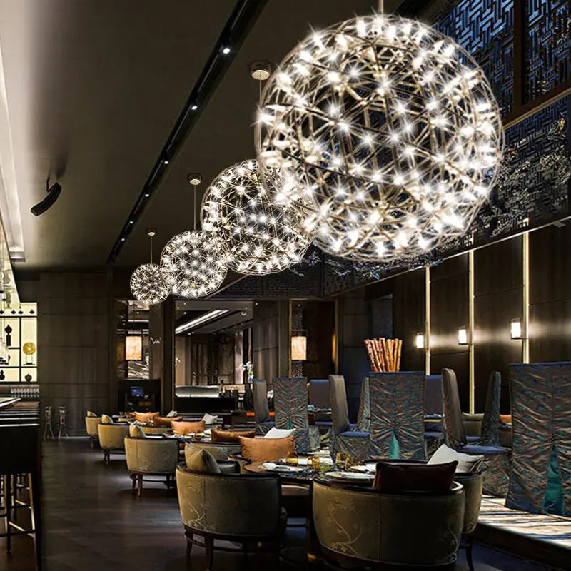 Contemporary Nordic Ball Dandelion Stainless Steel LED Pendant Light for Dining Room modern luxury lighting fixture