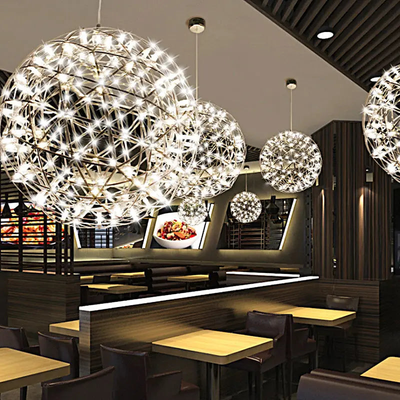 Contemporary Nordic Ball Dandelion Stainless Steel LED Pendant Light for Dining Room Lumendat