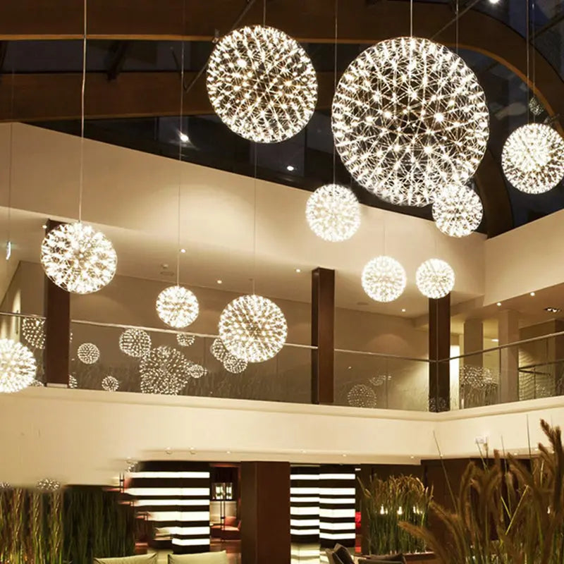 Contemporary Nordic Ball Dandelion Stainless Steel LED Pendant Light for Dining Room Lumendat