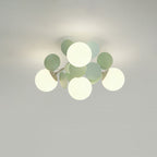 Contemporary Nordic Iron Glass PVC Ball Round Pieces 4/6/8/9/12 Light Semi-Flush Mount Ceiling Light For Bedroom Lumendat