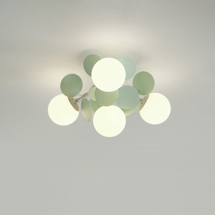 Contemporary Nordic Iron Glass PVC Ball Round Pieces 4/6/8/9/12 Light Semi-Flush Mount Ceiling Light For Bedroom Lumendat