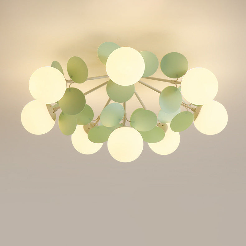 Contemporary Nordic Iron Glass PVC Ball Round Pieces 4/6/8/9/12 Light Semi-Flush Mount Ceiling Light For Bedroom Lumendat