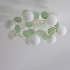 Contemporary Nordic Iron Glass PVC Ball Round Pieces 4/6/8/9/12 Light Semi-Flush Mount Ceiling Light For Bedroom Lumendat