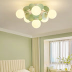 Contemporary Nordic Iron Glass PVC Ball Round Pieces 4/6/8/9/12 Light Semi-Flush Mount Ceiling Light For Bedroom Lumendat