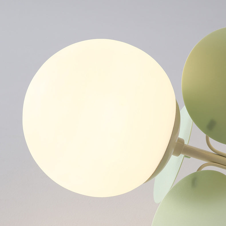Contemporary Nordic Iron Glass PVC Ball Round Pieces 4/6/8/9/12 Light Semi-Flush Mount Ceiling Light For Bedroom Lumendat