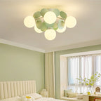 Contemporary Nordic Iron Glass PVC Ball Round Pieces 4/6/8/9/12 Light Semi-Flush Mount Ceiling Light For Bedroom Lumendat